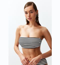 Снимка на Trendyol Black-White Strapless Textured Hipster Bikini Top