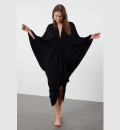 Снимка на Trendyol Black Wide Fit Maxi Woven Draped Beach Dress