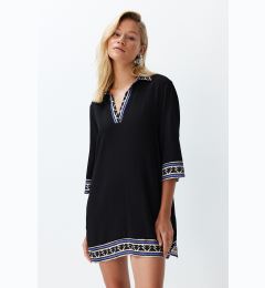 Снимка на Trendyol Black Wide Fit Mini Woven Beach Dress