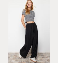 Снимка на Trendyol Black Wide Leg Ribbed Flexible Knitted Trousers