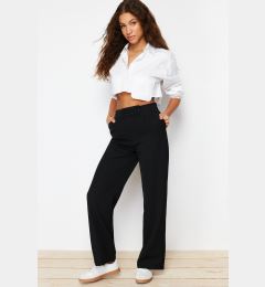 Снимка на Trendyol Black Wide Leg/Wide Leg Woven Belt Detail Pleated Trousers