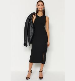 Снимка на Trendyol Black Zero Sleeve Slit Detailed Bodycone/Body-hugging Flexible Knitted Midi Pencil Dress