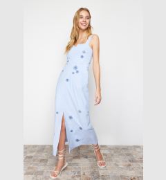 Снимка на Trendyol Blue A-Line Embroidered Square Neck Maxi Woven Dress