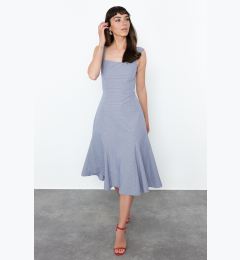 Снимка на Trendyol Blue A-Line Gipe Detailed Midi Woven Dress