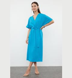 Снимка на Trendyol Blue Belted A-Line/A-Line Midi Woven Dress