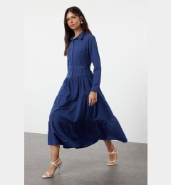 Снимка на Trendyol Blue Belted Woven Cotton Shirt Dress