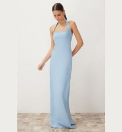 Снимка на Trendyol Blue Bodycon Cowl Neck Woven Long Elegant Evening Dress