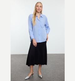 Снимка на Trendyol Blue Boyfriend/Wide Pattern Woven Shirt