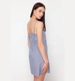 Снимка на Trendyol Blue Checked Straight Cut Back Tie Detailed Mini Woven Dress