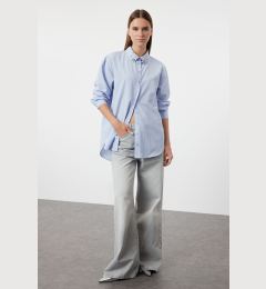 Снимка на Trendyol Blue Collar Stone Detailed Oversize Wide Fit Woven Shirt