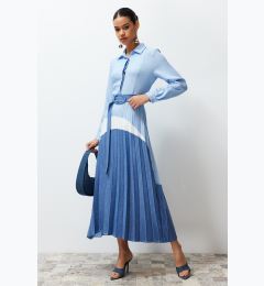 Снимка на Trendyol Blue Color Block Woven Shirt Dress