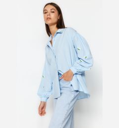 Снимка на Trendyol Blue Embroidered Cotton Woven Shirt