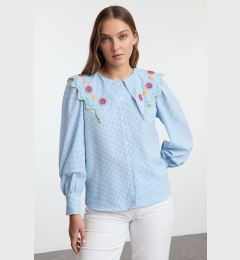 Снимка на Trendyol Blue Embroidery Detailed Balloon Sleeve Woven Shirt