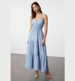 Снимка на Trendyol Blue Floral Midi Woven Dress