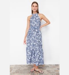 Снимка на Trendyol Blue Floral Patterned A-Line Maxi Woven Dress