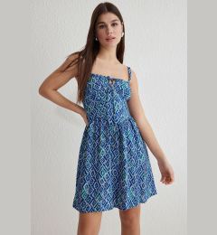 Снимка на Trendyol Blue Geometric Mini Woven Dress with Open Waist Skirt