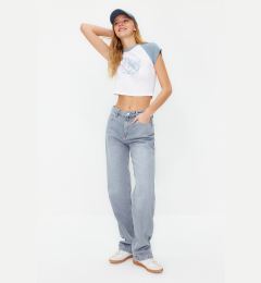 Снимка на Trendyol Blue-Grey Low Waist Wide Leg Jeans