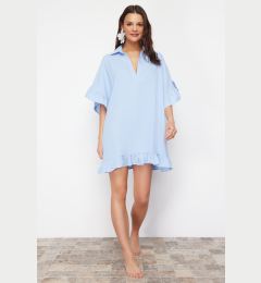 Снимка на Trendyol Blue Mini Woven Ruffle Beach Dress