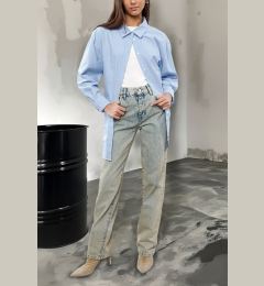 Снимка на Trendyol Blue More Sustainable Faded Effect Vintage Regular Waist Straight Jeans