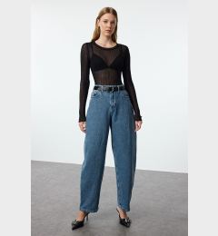 Снимка на Trendyol Blue More Sustainable High Waist Skater Baggy Jeans