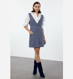 Снимка на Trendyol Blue Plaid / Checkered Mini Woven Tweed Vest Dress