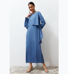 Снимка на Trendyol Blue Plain Aller Detailed Woven Dress