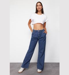 Снимка на Trendyol Blue Pleated High Waist Wide Leg Jeans