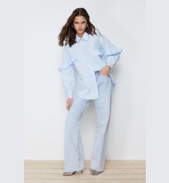 Снимка на Trendyol Blue Ruffle Detail Cotton Woven Shirt