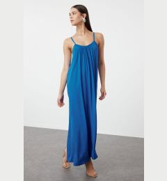 Снимка на Trendyol Blue Shift/Straight Cut Viscose Strap Maxi Woven Dress