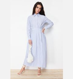 Снимка на Trendyol Blue Shirt Collar Striped Woven Dress