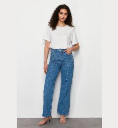 Снимка на Trendyol Blue Stone Detailed High Waist Wide Leg Jeans