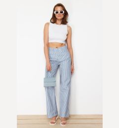 Снимка на Trendyol Blue Striped High Waist Extra Wide Leg Palazzo Jeans