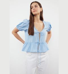 Снимка на Trendyol Blue Tie-Up Woven Shirt