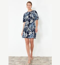 Снимка на Trendyol Blue Tropical Floral A-line Viscose Mini Woven Dress