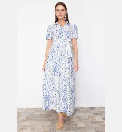 Снимка на Trendyol Blue Wide Cut Shirt Collar Maxi Woven Dress