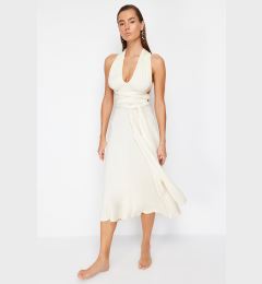 Снимка на Trendyol Bridal Ecru Belted Maxi Knitted Tie Beach Dress