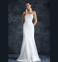 Снимка на Trendyol Bridal White Fish Knitted Long Wedding/Wedding Evening Dress