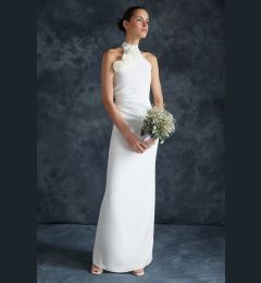 Снимка на Trendyol Bridal White Rose Detailed Woven Elegant Evening Dress