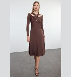 Снимка на Trendyol Brown Accessory Detailed Knitted Elegant Evening Dress