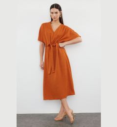 Снимка на Trendyol Brown Belted A-Line/A-Line Midi Woven Dress