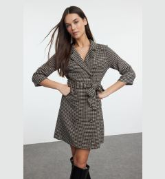 Снимка на Trendyol Brown Belted Houndstooth Woven Jacket Dress