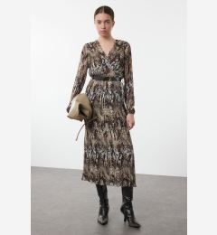 Снимка на Trendyol Brown Belted Plain Belted Maxi Woven Dress