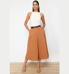 Снимка на Trendyol Brown Belted Skirt Look Woven Trousers