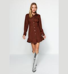 Снимка на Trendyol Brown Button Detailed Mini Woven Shirt Dress