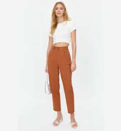 Снимка на Trendyol Brown Carrot High Waist Polyviscon Woven Trousers