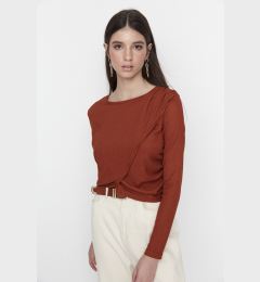 Снимка на Trendyol Brown Crew Neck Cress Knitted Blouse