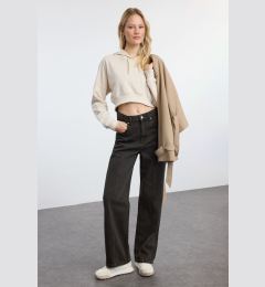 Снимка на Trendyol Brown Faded Effect Vintage Stitch Detail High Waist Wide Leg Jeans