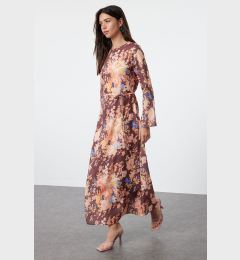 Снимка на Trendyol Brown Floral Linen Look Woven Dress