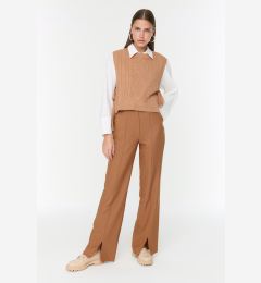 Снимка на Trendyol Brown High Waist Slit Detailed Pocket Woven Trousers