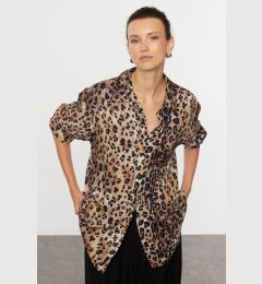 Снимка на Trendyol Brown Leopard Animal Patterned Oversize Woven Wide Pattern Shirt